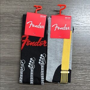 Fender Men's Black and Gray Guitar Headstock Socks